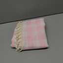 Gingham Tablecloth Rectangular, Tassels Checkered Table Cloth Washable Cotton Linen Plaid Table Cover for Spring Summer Kitchen Dining Party,Pink and White,55x70