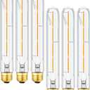 T10 Led Bulbs,E26 Dimmable Tubular Bulb 4W Equal 40 Watt,Long Led Light Bulb 8.9Inches,2700K Warm White,Edison Style Vintage Tube Bulb,6-Pack.
