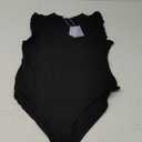 Bodysuits for Women Crew Neck Ruffle Sleeveless Tank Slim Fit Casual Basic Stretchy Body Suit Tops Large