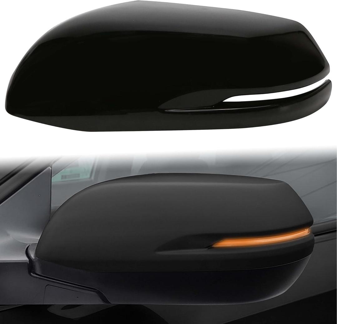Driver Side Left Mirror Cap Fit for Honda CR-V CRV 2017-2022 Replacement for 76201T1W-A01ZF 76201T1WA01ZF Clip-On Rearview Cover Paint to Match with Turn Signal Light (Glossy Black)