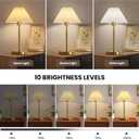 Bedside Table Lamp Set of 2: Dimmable Nightstand Bedside Lamps with USB A and C Ports, Modern Metal and Pleated Fabric Shade Gold Desk Lamp for Home Office Bedroom Living Room Reading