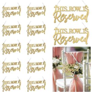 AceOrbit 12 Pcs Reserved Row Signs for Wedding Wood This Row Is Reserved Hanging Sign for Chair with Ribbon Rustic Wedding Seating Chair Reservation Tag for Church Restaurant Pew Ceremony Reception