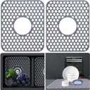 Sink Protectors for Kitchen Sink, 2PCS Kitchen Sink Mats Silicone Sink Protector, Sink Mat Grid for Kitchen Bottom of Farmhouse Stainless Steel Porcelain Sink 13.58 ''x 11.6 ''