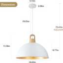 Generies 18'' Large Dome Pendant Lights for Kitchen Island, Farmhouse Modern Pendant Light Fixtures, White and Gold Wooden Adjustable Ceiling Hanging Lighting for Dining Room Bar Foyer Hallway