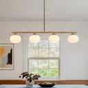 42.5in Mid Century Modern Gold Linear Chandelier with 4 Green Glass Shades
Adjustable height Vintage Brass Sputnik Linear Pendant Light Fixture for Kitchen Island Dining Room Light Fixture Over Table