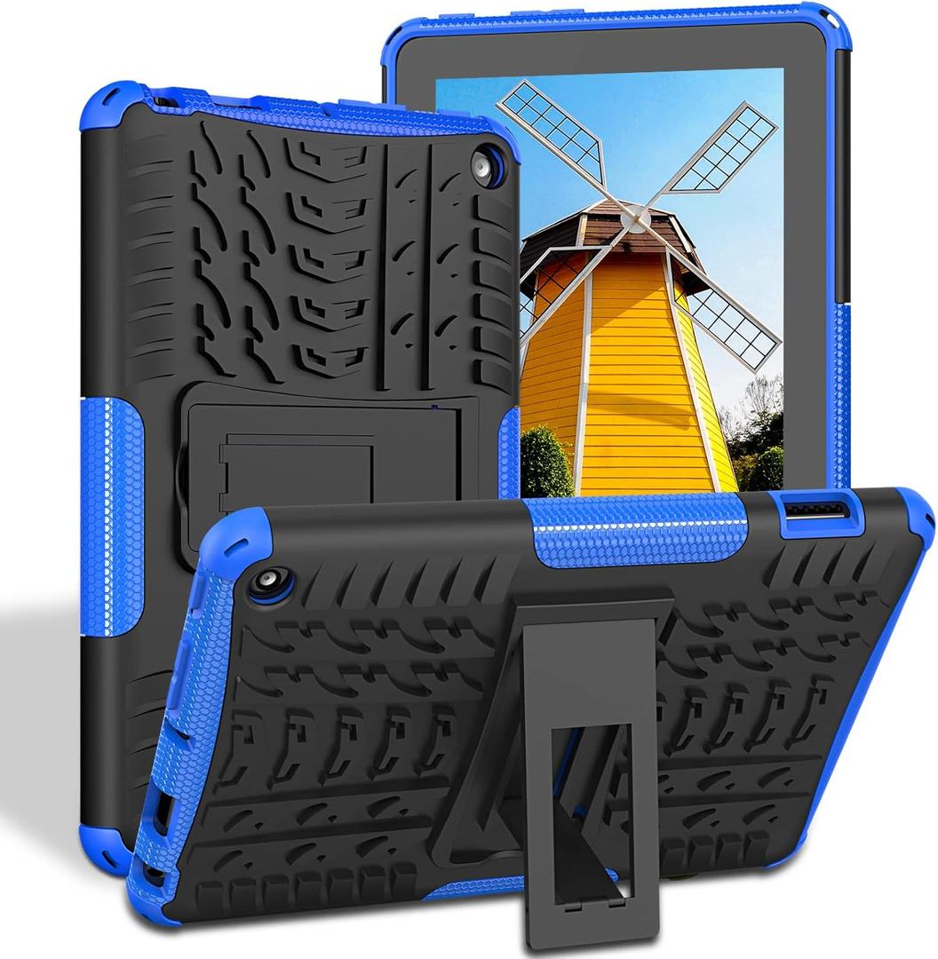 ROISKIN for Fire 7 Tablet Case 2022 Release 12th Generation for Kids, Dual Layer Shockproof Impact Resistance Case for Fire 7 inch with Kickstand ((Horizontal Mode)Flre7case2022release12thgen, Blue)