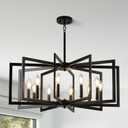 Black Chandelier for Dining Room, 10-Light Kitchen Chandelier Light Fixture Modern Metal Industrial Large Chandeliers for Farmhouse Entryway Living Room (E12 Bulbs Not Included)
