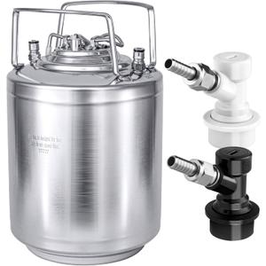 TMCRAFT 2.6 Gallon Mini Ball Lock Keg, Stainless Steel Double Ball Lock Post Corny Keg with Quick Disconnect Set for Home-brewing(10L)