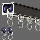 Ceiling Curtain Track Wall Mounted, Aluminum Heavy-Duty Sliding Rails for Windows, Silent Single Curtain Track System for Drapes Room Dividers Living Room Bedroom (Black, 3.3ft(1m)