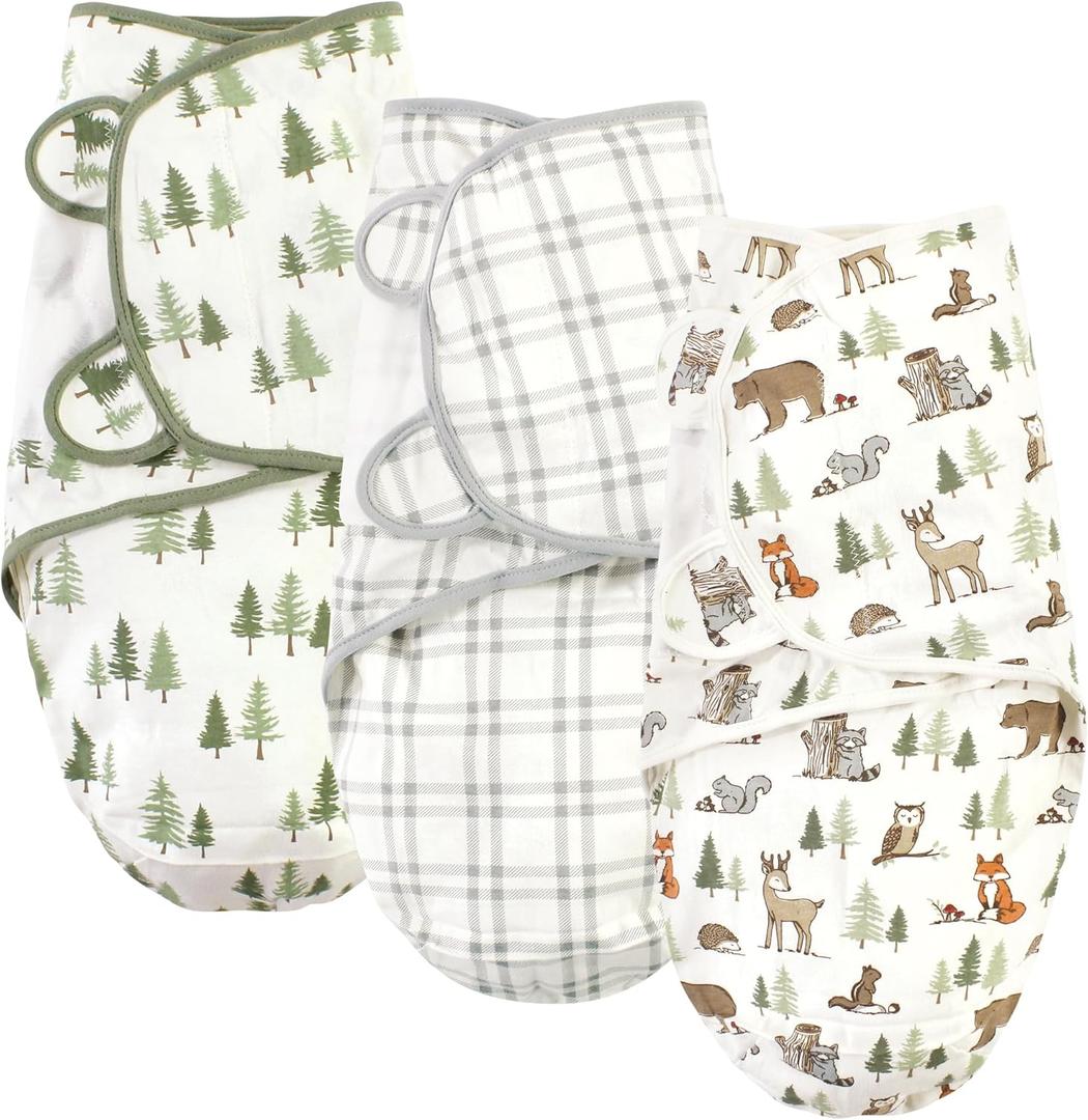 Hudson Baby Unisex Baby Cotton Swaddle Wrap, Forest Animals, 0-3 Months (0-3 Month, Forest Animals)