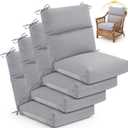 Geelin 4 Pack Outdoor/ Indoor High-Back Chair Cushions 44×21 in, Stuffed Tufted Replacement Patio Chair Cushions with Ties Weather Resistant Pads for Patio Furniture (Light Gray)