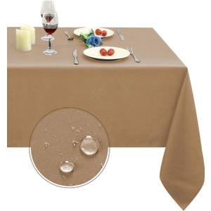 Obstal 210GSM Rectangle Table Cloth - Heavy Duty Water Resistance Microfiber Tablecloth, Decorative Fabric Table Cover for Outdoor and Indoor Use (Coffee, 60 x 84 Inch)