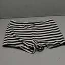 MakeMeChic Women's Striped Shorts Crochet Knit Pajama Micro Mini Boxer Lounge Shorts Summer Bottoms XL Black and White