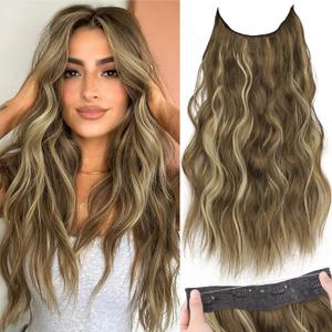 KooKaStyle Invisible Wire Hair Extensions with Transparent Headband Adjustable Size 4 Secure Clips Long Wavy Secret Wire Hairpiece 20 Inch for Women, (Medium Brown with Blonde), 626D# KooKaStyle Invisible Wire Hair Extensions with Transparent Headband Adjustable Size 4 Secure Clips Long Wavy Secret Wire Hairpiece 20 Inch for Women, (Medium Brown with Blonde), 626D#