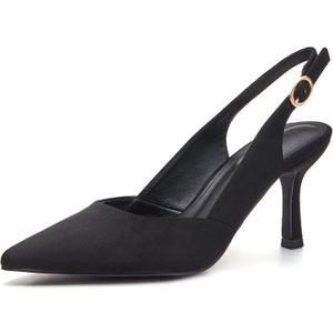 Women's Slingback Kitten Heels Closed Pointed Toe Backless Wedding Party Dress Pumps Shoes (7.5)