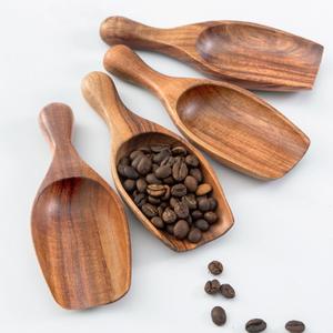 Acacia Coffee Scoop, 4pcs Large Wood Scoops for Coffee Beans, Big Wooden Scoops Shovel for Big Jars Canisters Ground Coffee, Sugar, Salt