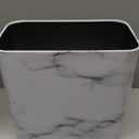 mDesign Metal Wastepaper Bin  Compact Rectangular Bathroom Bin  Rubbish Basket for Home and Office  Marble Coloured