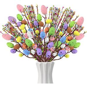 Artificial Picks Easter Spray Vine with Easter Eggs Berries Floral Stems