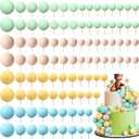Hotop 168 Pcs Ball Cake Toppers Mini Balloons Foam Balls Cake Topper DIY for Bear Birthday Party Baby Shower Wedding Anniversary Decoration (Green, Yellow, Blue, Beige)