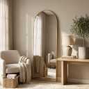 NBGV 57"x18" Floor Mirror Full Length, Arched Full Length Mirror with Stand, Full Body Mirrors for Bedroom Living Room or Cloakroom Gold
