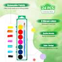 Watersay 24 Pack Valentine's Day Watercolor Paint Sets Bulk 8 Colors Washable Water Color Paint with Wooden Brush for Art Projects Party Favors Gifts(Green)