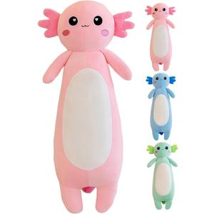 Long Axolotl Plush Pillow, Pink Axolotl Stuffed Animal for Girls and Boys Salamander Plush Toy Gift for Christmas (Pink, 65cm/25.59inch)