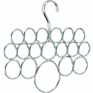 iDesign Axis Metal Loop Scarf Hanger, No Snag Closet Organization Storage Holder for Scarves, Men's Ties, Women's Shawls, Pashminas, Belts, Accessories, Clothes, 18 Loops ,0.3" x 9.9" x 11.2", Chrome