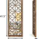 Set of 2 16x41.5 Inch Large Carved Floral Wood Frame Wall Mirrors, Shatterproof Boho Farmhouse Rustic Accent Mirrors for Living Room, Bedroom, Bathroom, Entryway & Home Wall Decor，Maroon