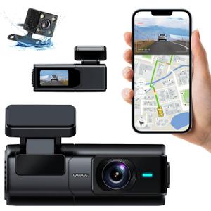 Dash Cam Front and Rear - 2K+1080P Dual Dash Cam for Cars Wi-Fi|App Control Dash Camera 1.5IPS Car Camera 170 Wide Angle|Night Vision|24HParking Mode|Free 64GB Card
