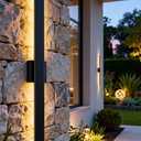 Aipsun 2 Packs LED Outdoor Wall Lights, 3000K 4000K 6000K, 23.6in Modern Black Outdoor Porch & Patio Wall Sconce, Linear Exterior Wall Light for Entrance, Hallway, Garage, Porch (3CCT)