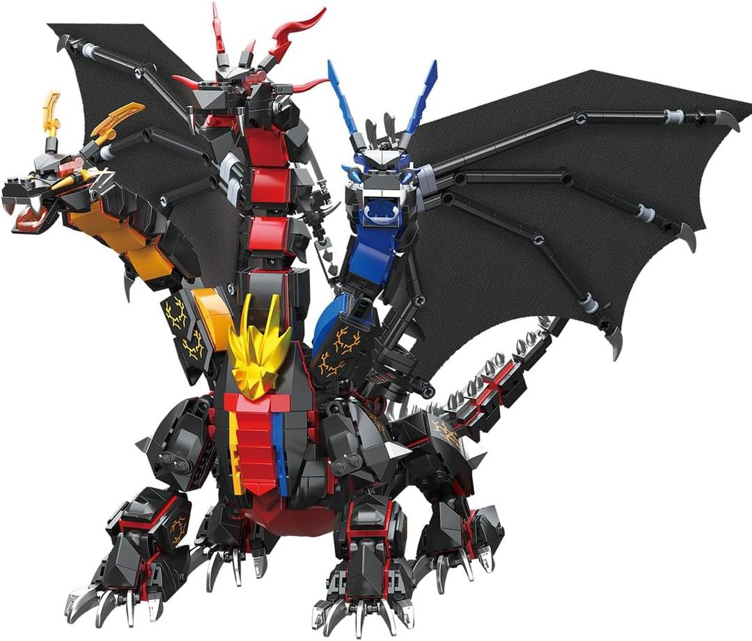 Dragon Series Dark Three Headed Dragon King Building Blocks Set 1400PCS-Building Set Model Toys Gifts for Kid and AdultInteresting Gifts for Dragon Enthusiasts