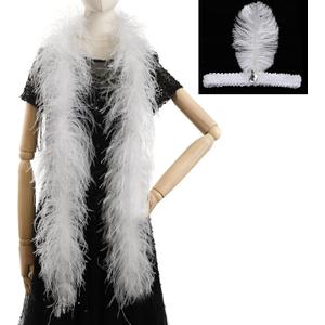 Soarer White Ostrich Feather Boas  2yards 3ply Long Boas for Party, DIY Production, Clothing Decoration (White)