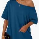 Womens Off The Shoulder Tops Oversized T-Shirts Short Sleeve Tees Summer 2025 Casual Spring Fashion Clothes XXL