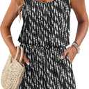 AUSELILY Summer Dresses for Women 2026 Casual Sleeveless Drawstring Waist Beach Cover up Mini Short Dresses with Pockets (Black, XXL)