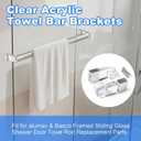 Transparent Acrylic Shower Door Towel Bar Bracket Compatible with Alumax/Basco Framed Sliding Glass Shower Door Towel Bars Features Polished Chrome Covers - Set of Two Brackets