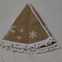 MACTING Christmas Tree Skirt, 30 Inch Small Burlap Tree Mat with White Large Small Snowflake Patterns Pom Poms for Holiday Party Indoor Home Christmas Tree Decorations