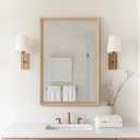 Oak Wood Effect Framed Wall Mirror, 20x30 Rectangle Mirror, 1/8" Anti-desilvering Tempered Glass, Sustainable& Sturdy Frame, Anti-Rust, HD Reflection &3min Fast Setup for Bathroom Living Room