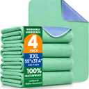 4 Pack 55" x 37" Reusable Heavy Absorbency Washable Underpads, Waterproof Mattress Protector Incontinence Bed Pads, Washable Pee Pads for Adults, Kids, Elderly, Dogs and Pets