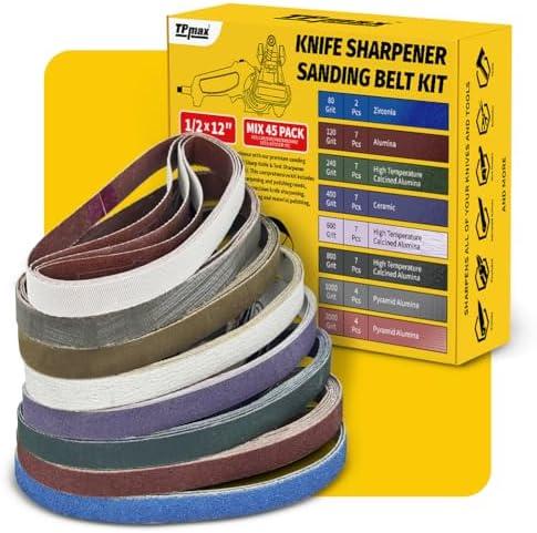 45-Piece 1/2" x 12" Knife Sharpener Sanding Belt Kit for Work Sharp Knife & Tool Sharpener (WSKTS & WSKTS-KT/Mk.1 & Mk.2) - Multiple Grits