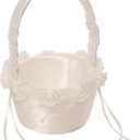 Simplicity 5073062010 Small Flower Girl Basket for Weddings and Other Celebrations, 3.5'' W x 5'' L x 7.5'' H, White Ivory