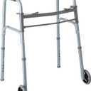 Medline Lightweight Junior/Lower Height Folding Walker with 5” Wheels