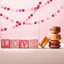 Tatuo 3 Pieces Valentines Day Felt Garlands Decorations Red Pink Heart Ball Garland Hanging Pom Pom Banners 6.56 ft Felt Garland Banner for Party Home Wall Decor(Eye-catching Colors)