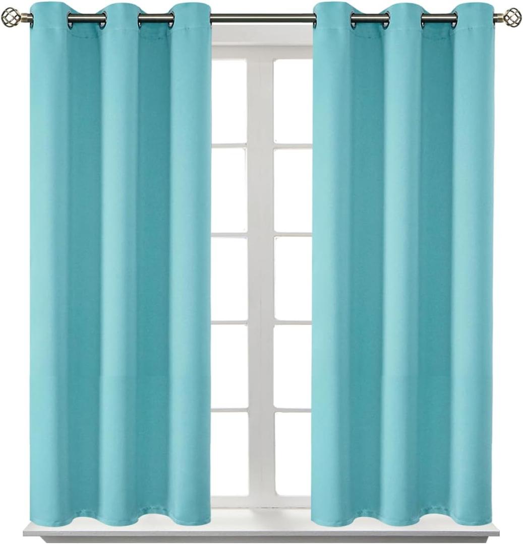 BGment Blackout Curtains - Grommet Thermal Insulated Room Darkening Bedroom and Living Room Curtains, Set of 2 Panels (38 x 45 Inch, Aqua)