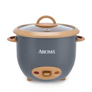 AROMA 6-Cup (Cooked) One-Touch Pot Style Rice Cooker with CoreCoat PFAS-Free Nonstick Ceramic Surface (1.5 Quarts) (Gray)