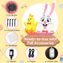 5.6FT Easter Inflatables Outdoor Decorations Bunny Blow Up Color Eggs and Chick, Built-in LED Lights Happy Easter Decor for Home Outside Yard Lawn Garden Holiday Party