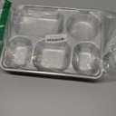 Set of 2 Stainless Steel Rectangular Divided Plates Tray 5 Sections Dinner Plates for Adults - Unbreakable Metal Plate for Campers, and Portion Control Reusable Plate