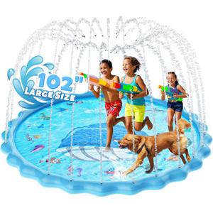 102" Splash Pad, Sprinkler & Splash Play Mat Toys for Kids Water Toys, Inflatable Wading Pool Extra Large Thicker Summer Outdoor Funny Toys for Kids & Dogs (Whale)