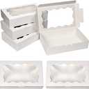 BILLIOTEAM 20 Pack White Kraft Cookie Box with Clear Window,Premium Small Paper Gift Box Container for Dessert Pastry Candy Packaging,Wedding,Party,Christmas,Birthday,Baby Shower(7" x 4 3/8" x 1 1/2")