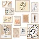 TwoDays Boho Wall Decor Aesthetic, Beige Minimalist Wall Art for Living Room, Neutral Bohemian Posters, Cozy Earthy Prints for Home Bedroom Dorm (Multi Sizes, 8" X 10" Largest, Set of 12, UNFRAMED)