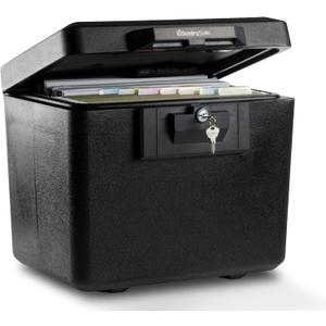 SentrySafe Black Fireproof Document Box with Key Lock, Safe Secures Files and Documents for Home or Office, 0.61 Cubic Feet, 13.6 x 15.3 x 12.1 inches, 1170